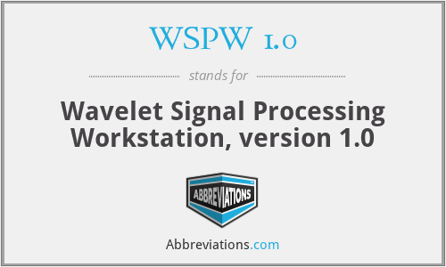 WSPW 1.0 - Wavelet Signal Processing Workstation, version 1.0
